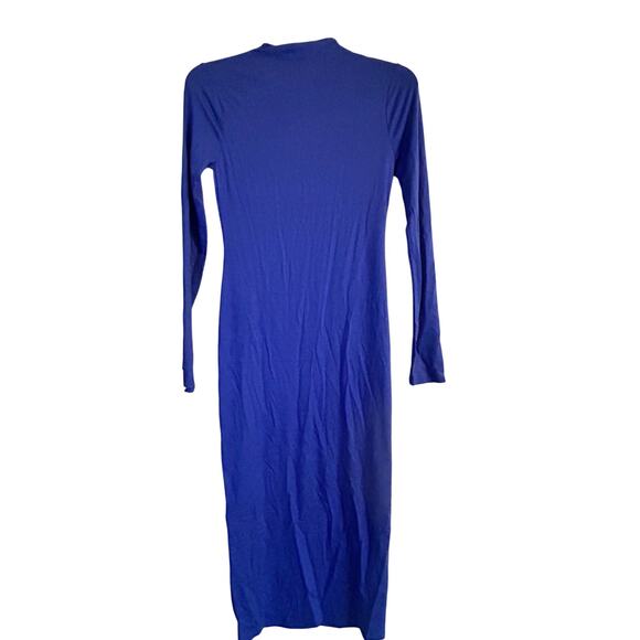 NWT Forever 21 Size Small Dress Royal Blue Long Sleeve Midi Length Fitted CutOut - Picture 2 of 3
